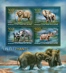 CENTRAFRICAINE 2013 SHEET ELEPHANTS WILDLIFE