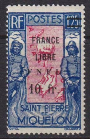 St. Pierre 1942 SC 219 MNH France Libre Signed Roumet