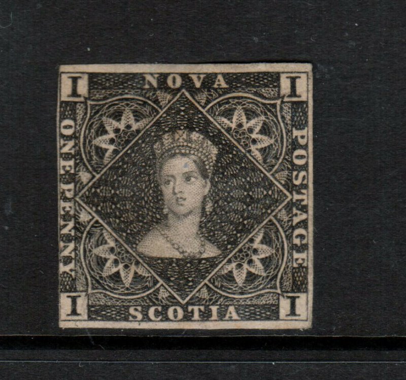 Nova Scotia #1P Fine Plate Proof In Black On Thin Card As Issued