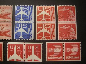 Scott C37//C83, MNH Airmail Line Pair Mini-collection, Beautiful Group, CV $74+