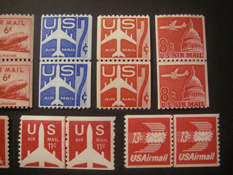 Scott C37//C83, MNH Airmail Line Pair Mini-collection, Beautiful Group, CV $74+