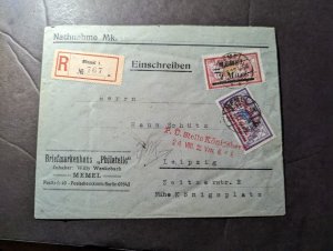 1922 Registered France Memel Overprint Cover to Leipzig Germany