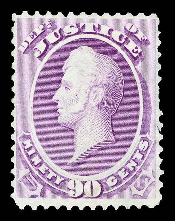 Scott O34P4 90c Justice Official Issue Shaved and Perforated Proof Cat $10