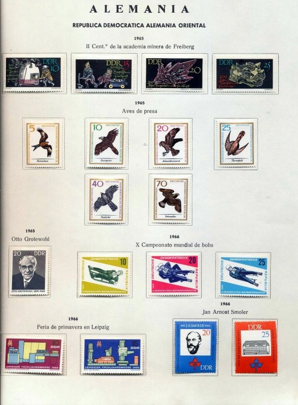 GERMANY East 1965/66 MH on 10 Pages.Fish Costumes Birds(Apx 130+Stamps)MZT 302 