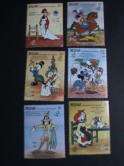 ​DISNEY-BEQUIA STAMP-1989 DISNEY-PHILAFRANCE'89 STAMP SHOW -MNH-STAMP SET VF