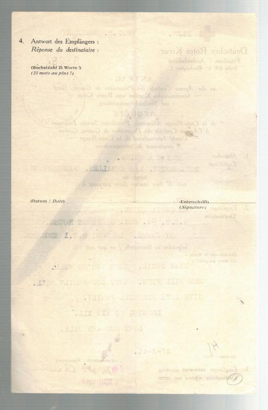 1944 Occupied Guernsey Channel Islands Red Cross Censor Letter cover to England