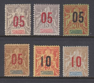 New Caledonia Sc 117-121 MNH. 1912 Surcharges, complete set, fresh, bright