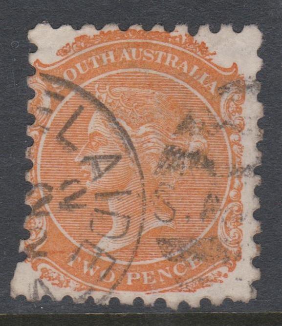 South Australia 1876 QV Sc# 65 Used  Curved Perf Error bottom left