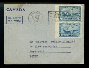 ?Air Letter to EGYPT, 1946 war Issue cover Canada