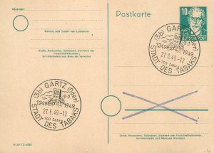 E0053 German postal stationery post-war era Gartz 700 Jahre Stadt des Tabaks