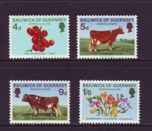 Guernsey Sc 33-6 1970 Cow Agriculture fFlower stamps NH