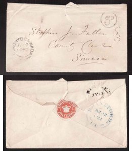 Canada-cover  #3198a-Stampless-Toronto Canada double broken circle-Jy 12 1852-B