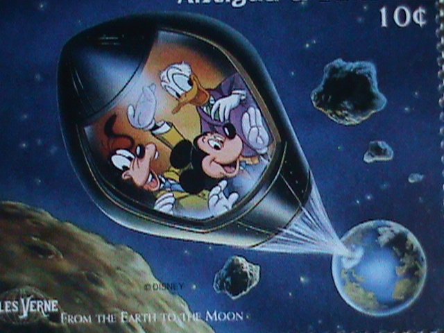 ​DISNEY-ANTIGUA & BARBUDA STAMP-1979 DISNEY CARTOON-MICKY ON THE MOON MINT SET