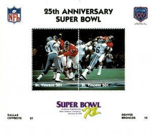 St. Vincent 1991 - Super Bowl XXV NFL Thomas Henderson Cowboys VS Bronco S/S MNH