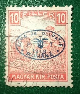 DEBRECEN Hungary 1919 Stamp Overprint 10f Reaper White Numbers CV £95