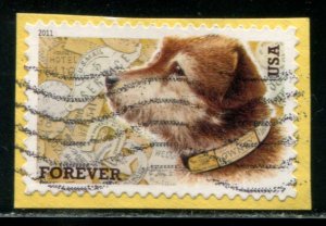 4547 US (44c) Owney the Postal Dog SA, used on paper