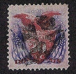 US 121 USED 30C SHIELD EAGLE & FLAGS 1869 LIGHT CORK CANCEL 2020 PSAG CERT V...