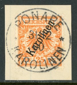 Germany 1900 Caroline Islands 25pf Orange 56° Michel 5 II (Sc #5) EARLY CDS F114