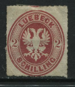 Lubeck 1863 2 schillings rose mint o.g.