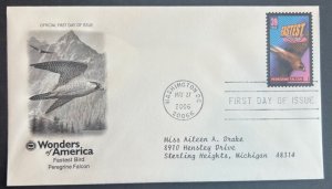 WONDERS OF AMERICA FASTEST BIRD MAY 27 2006 WASHINGTON DC FIRST DAY COVER (FDC)