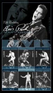 Sierra Leone 2010 - Elvis Presley 75th Birthday Sheet of 6 Stamps Scott 3064 MNH