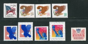 2593-2599 Eagle, Liberty, Pledge of Allegiance, Matrix Printed Stamps MNH