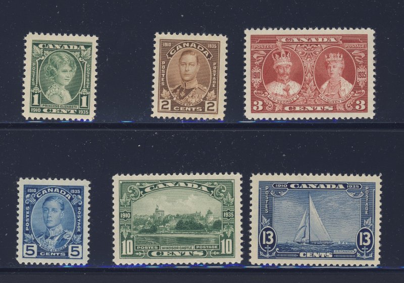 6x Canada George V Jubilee Stamp Set; #211 to #216 MNH VF  Guide Value = $52.50