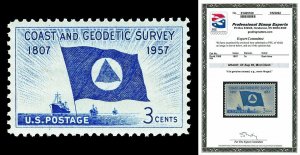 Scott 1088 1957 3c Geodetic Survey Issue Mint Graded XF-Sup 95 NH with PSE CERT