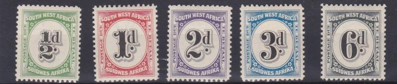 SOUTH WEST AFRICA  1931   S G D47  - D51  POSTAGE DUE SET     VLMH