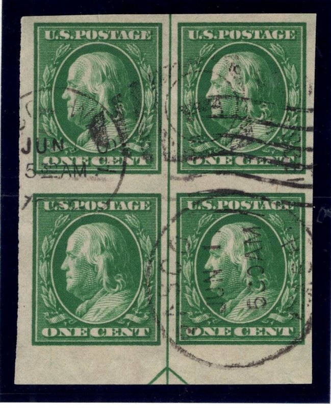 U.S. - 383 - Arrow Block of 4 - Very Fine - Used