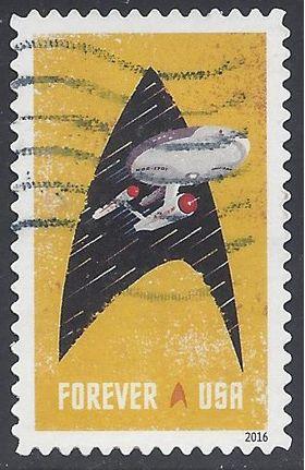 #5132 (47c Forever) Star Trek Enterprise and Starfleet Insignia 2016 Used