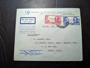1935 British S Rhodesia Airmail First Flight Cover FFC Salisbury to Beira PEA