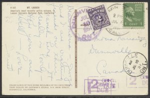 1951 Short Paid Post Card From USA #J16 2c Postage Due Tied Dunnville Ont MOOD