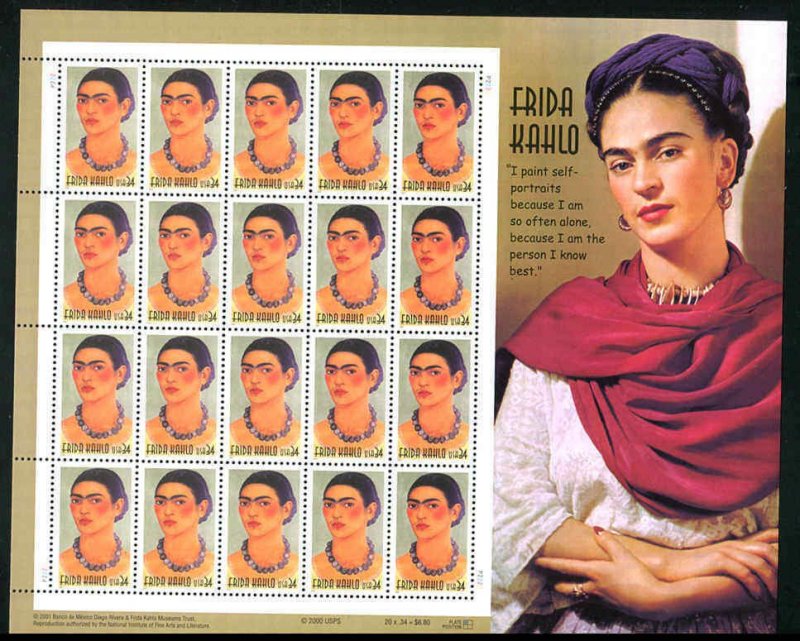 Frida Kahlo Sc 3509 Famous Painter  Sheet 200 Issue