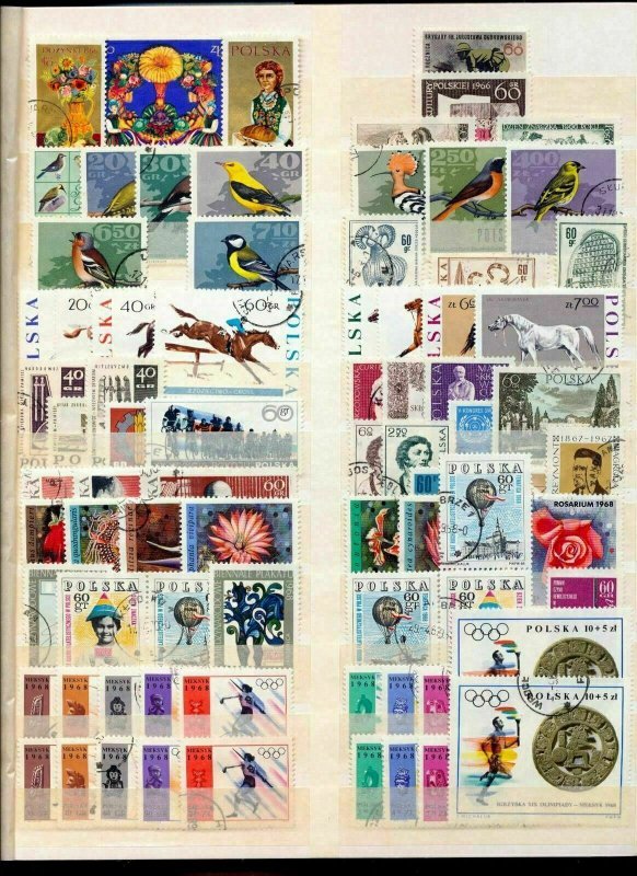 Poland Art Sport Wildlife Flowers Insects Used Collection(Appx 400 Items)Tro854