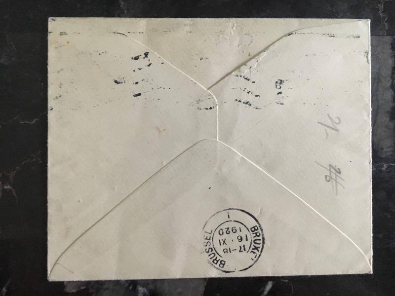 1920 England First Flight Cover via Imperial Airways to Belgium Uprated PS FFC