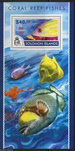 SOLOMON ISLANDS 2015 CORAL  REEF FISH  SOUVENIR SHEET   MINT NH