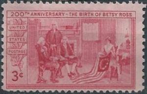 US 1004 (used) 3¢ Betsy Ross (1952)
