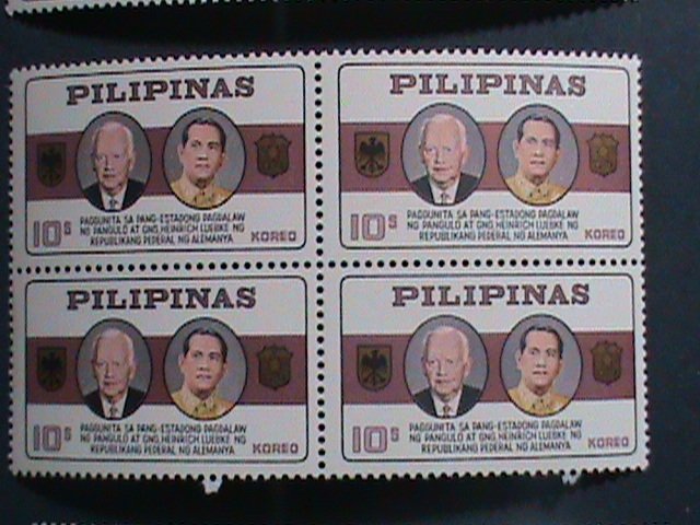 ​PHILIPPINES-1965-SC#919-21-VISIT- PRESIDENT HEINRICH LUBKE-GERMANY-MNH BLOCK