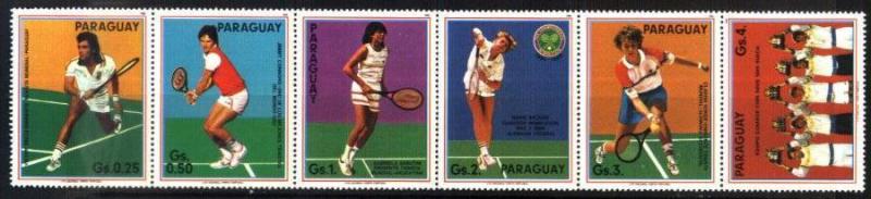 PARAGUAY 1986 ,SPORTS TENNIS PLAYERS, Mi 4029-34,MNH