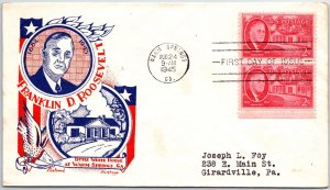 US FIRST DAY COVER IN MEMORY OF PRESIDENT Franklin Roosevelt EARLY Fleetwood