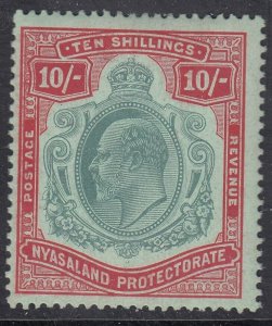 SG 80 Nyasaland Protectorate 1908. 10/- green & red/green. A fine fresh...