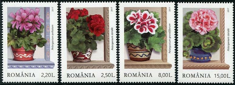 HERRICKSTAMP NEW ISSUES ROMANIA Sc.# 6025-28 Geraniums