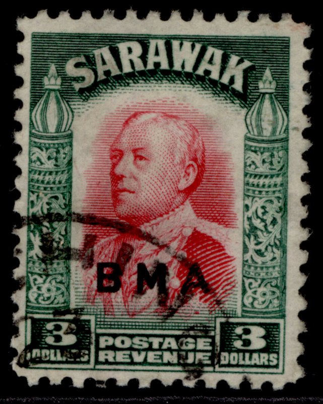 SARAWAK GVI SG128, 3c green, USED.