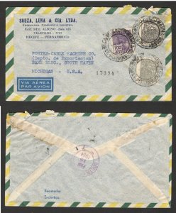 BRAZIL TO USA - TRAVELED AIRMAIL LETTER - 1954. (1)