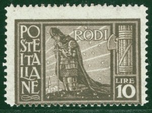 Italy RHODES High Value Scott.23  10L CRUSADER (1929) Mint VLMM c$240+ OGREEN105