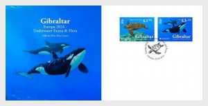 Gibraltar 2024 Europa CEPT Underwater Fauna and Flora set of 2 stamps FDC