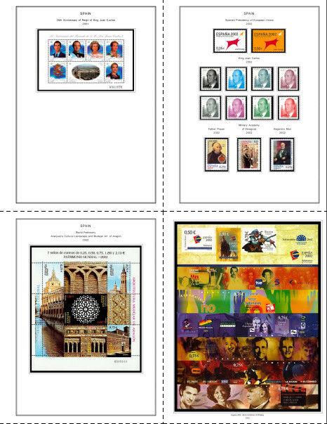 COLOR PRINTED SPAIN 2000-2010 STAMP ALBUM PAGES (146 illustrated pages)