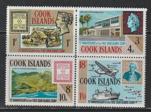 1967 Cook Islands - Sc 198a - MH VF - 1 Block of 4 - 75th anniversary of stamps