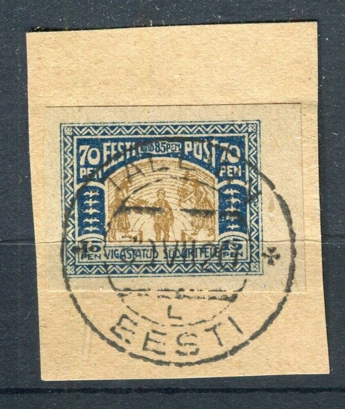 ESTONIA; 1920 early Charity Imperf issue fine used 70p. POSTMARK PIECE